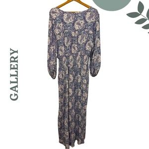 GALLERY Blue Purple Paisley Maxi Dress (US 12 / UK 16 / EUR 44) – Made in Spain